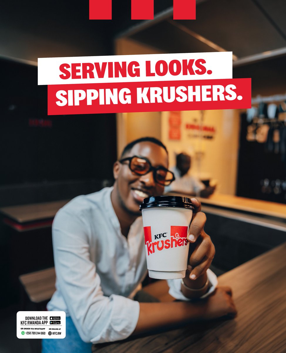 KFCinRwanda's tweet photo. Some combos are just meant to be. π₯ Crispy Mega Wing Box paired with an ice-cold Krusher is all the happiness you need. ππ₯€
#KFCRwanda #MegaWingBox #Krusher #FingerLickinGood #KFCMoments https://t.co/ndTPYdOMVr