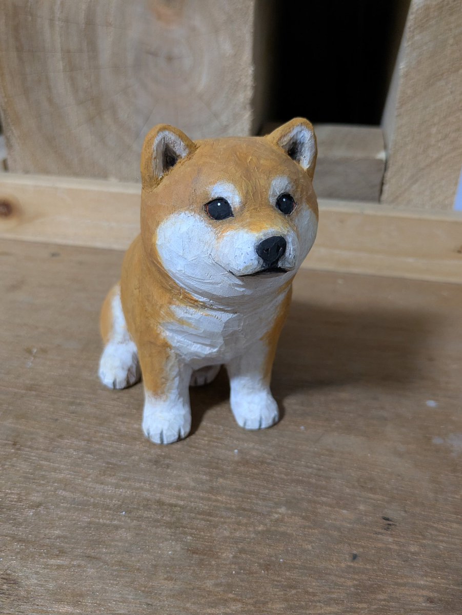一昨日作りはじめた豆柴の子犬🐾 楽しくて、可愛くて、一気に作って