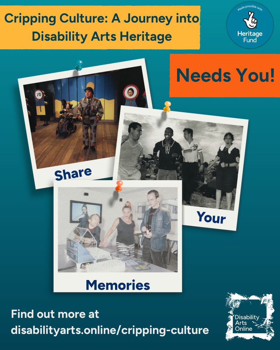 disabilityarts's tweet photo. Our Cripping Culture call-out closes in 1 month - we need your help to get 200 contributions!

1. Tell us your Disability Arts movement memories at https://t.co/zAAueLRaqA

2. Share this call-out so that more people know about it. https://t.co/aI0UH7ZYzO
