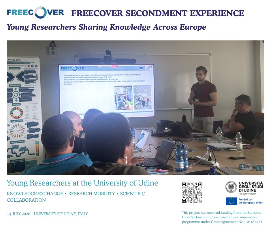 freecover_EU's tweet photo. ๐ Young researchers took the stage at the #FREECOVER Mid-Term Meeting, sharing the outcomes of their international secondments at @uniud.
#HorizonEurope #MSCAStaffExchanges #ResearchMobility #CriticalRawMaterials https://t.co/akxxYUkk7Y