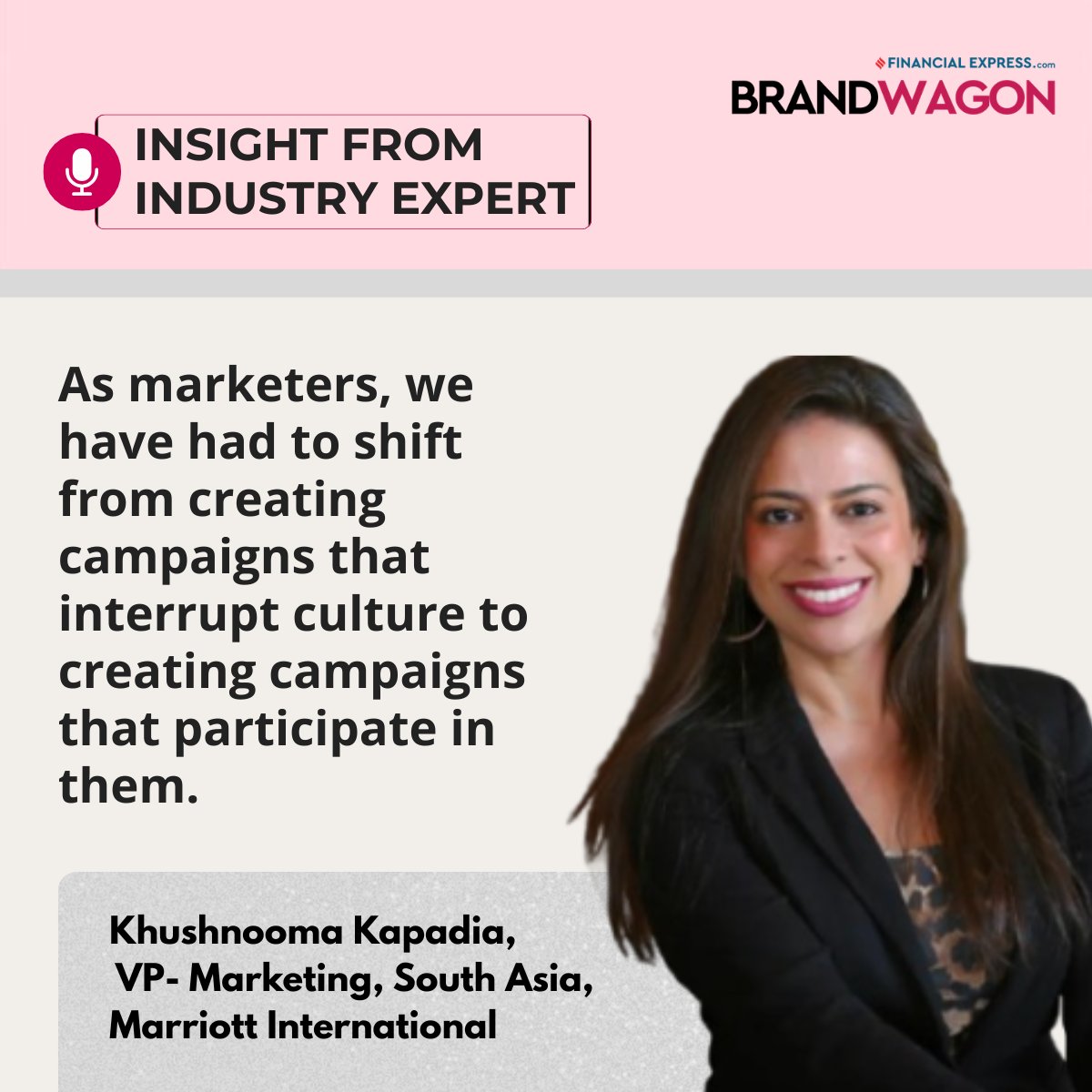FEBrandWagon's tweet photo. Khushnooma Kapadia, Vice President, Marketing, South Asia, Marriott International, discusses how @MarriottBonvoy  is reshaping loyalty by extending its presence beyond hotel stays and into everyday consumer moments.

🔗- https://t.co/7IqdyZogyY https://t.co/VTKxu3KfWk