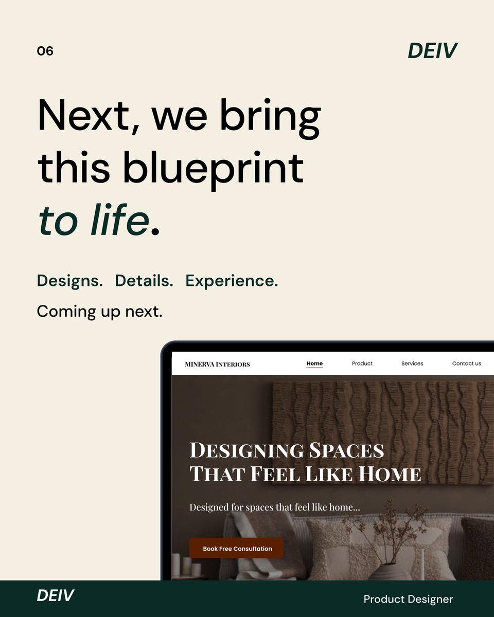designedbyDEIV's tweet photo. I redesigned the landing page for an interior design company, starting with low-fidelity wireframes to improve information hierarchy and user flow before moving into the visual design phase. #productdesign #ixdesign #DEIV https://t.co/nI6CQWHuEl
