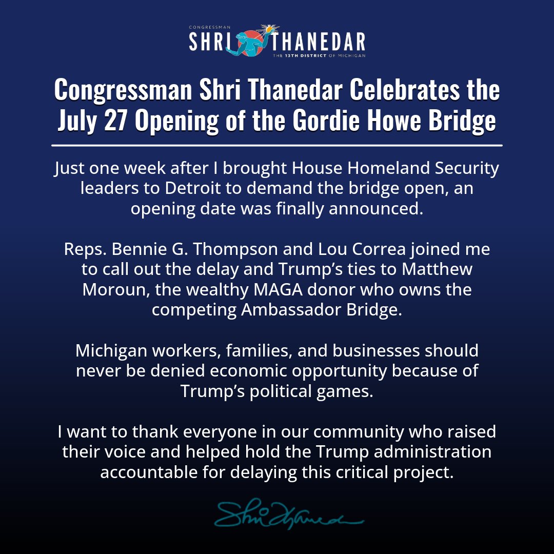 RepShriThanedar's tweet photo. I will continue holding this administration accountable, and keeping fighting for the people of MI-13. https://t.co/rHvNiHhdms