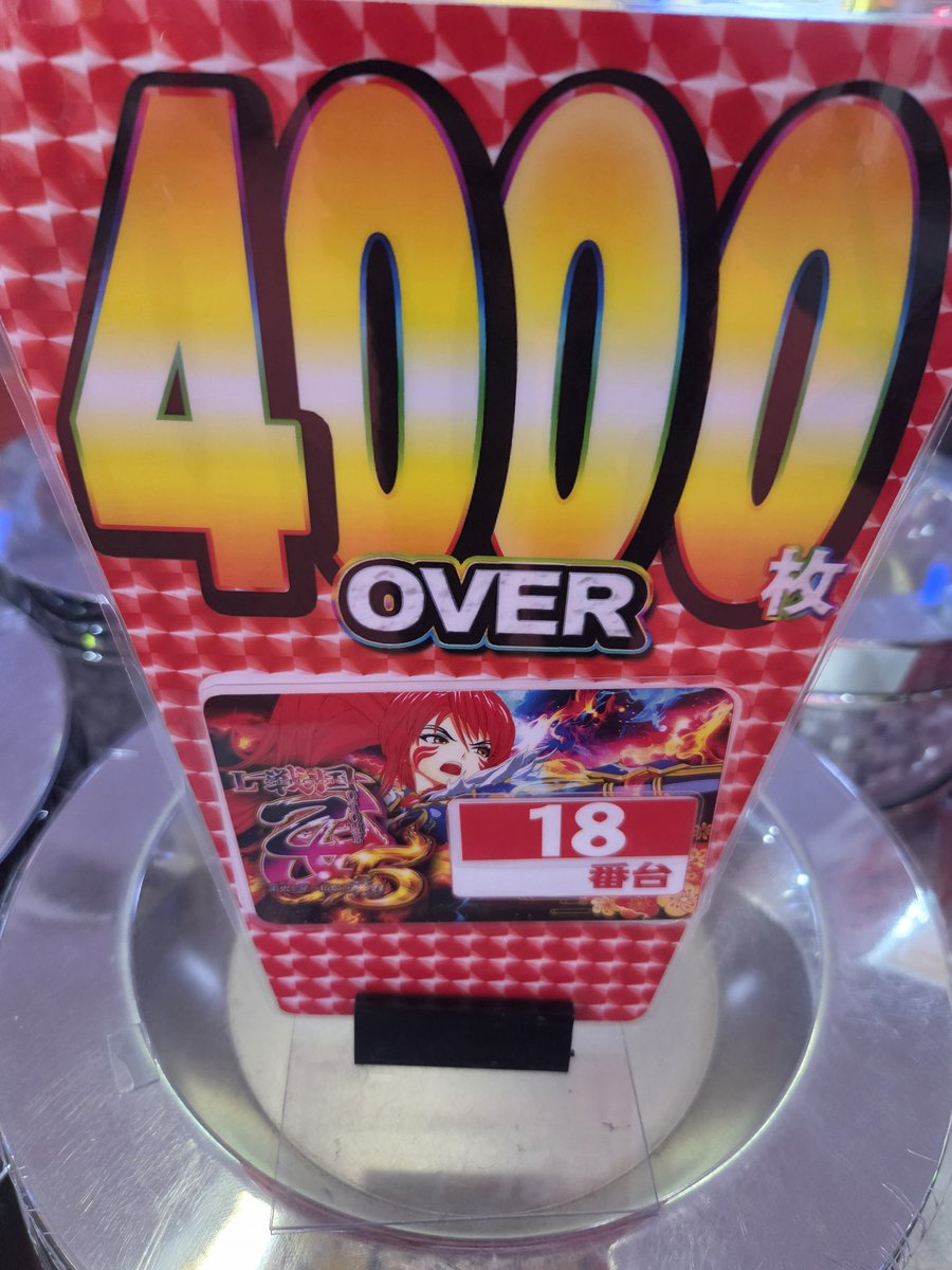 atom_hirano's tweet photo. 本日の1位出玉は戦国乙女でした
(๑´ω`ﾉﾉﾞ✧

明日も元気に営業してますのでご来店お待ちしております(*･ω･)*_ _) https://t.co/E7r9qRLXLC