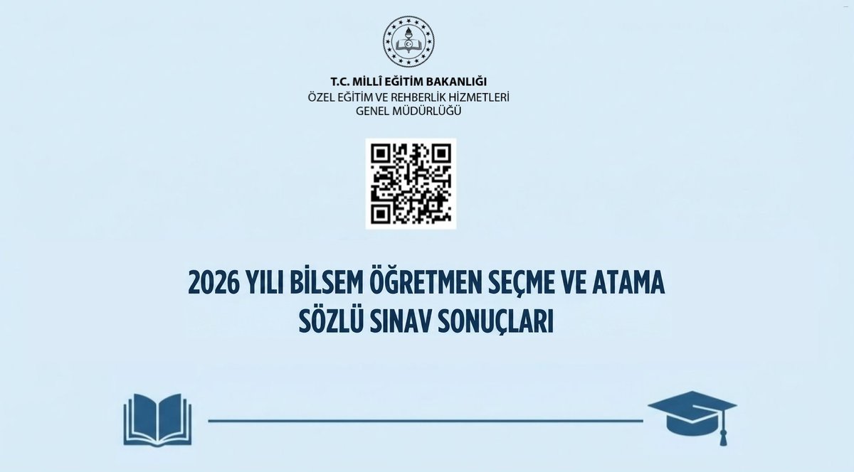 MebOrgm's tweet photo. 2026 YILI BİLSEM ÖĞRETMEN SEÇME VE ATAMA SÖZLÜ SINAV SONUÇLARI AÇIKLANDI https://t.co/dzUNggusri