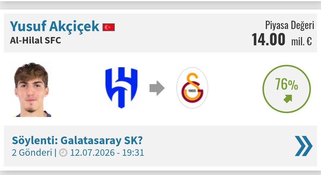 GalaMaxs's tweet photo. Yusuf Akçiçek'in Galatasaray'a gelme ihtimali çok yüksek https://t.co/nytCXaewyN