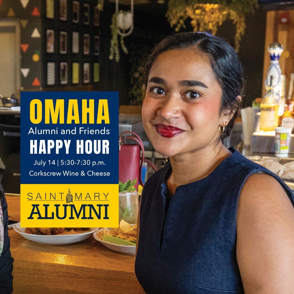 UniversityofSa3's tweet photo. ‼️Today ‼️
Calling all Omaha Spires! 🌽

Join us July 14 from 5:30–7:30 p.m. at Corkscrew Wine &amp; Cheese for an evening with fellow USM alumni.

🍷 Complimentary snacks, beer &amp; wine

Register today:
https://t.co/gFja6B9kKL

#USMAlumni #SpirePride https://t.co/kQwdDRTPOZ