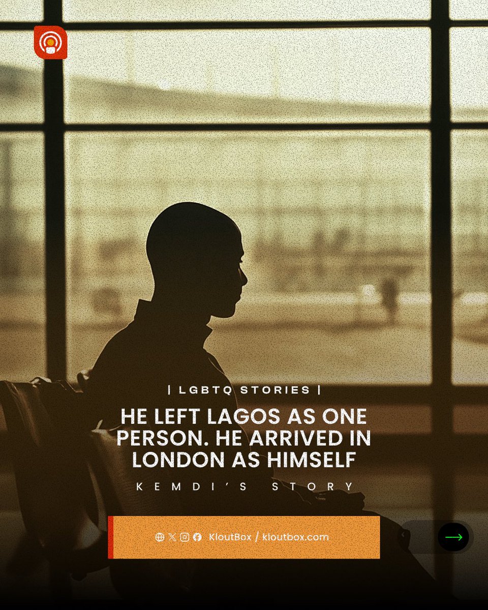 KloutBox's tweet photo. He left Lagos as one person.

He arrived in London as himself.

Kemdi's story is one we don't tell often enough and one that deserves to be heard without judgement.

#KloutBox #StoriesThatMatter #NigerianAbroad #LGBTQNigeria #NigerianStories https://t.co/QhVVjWfRX5