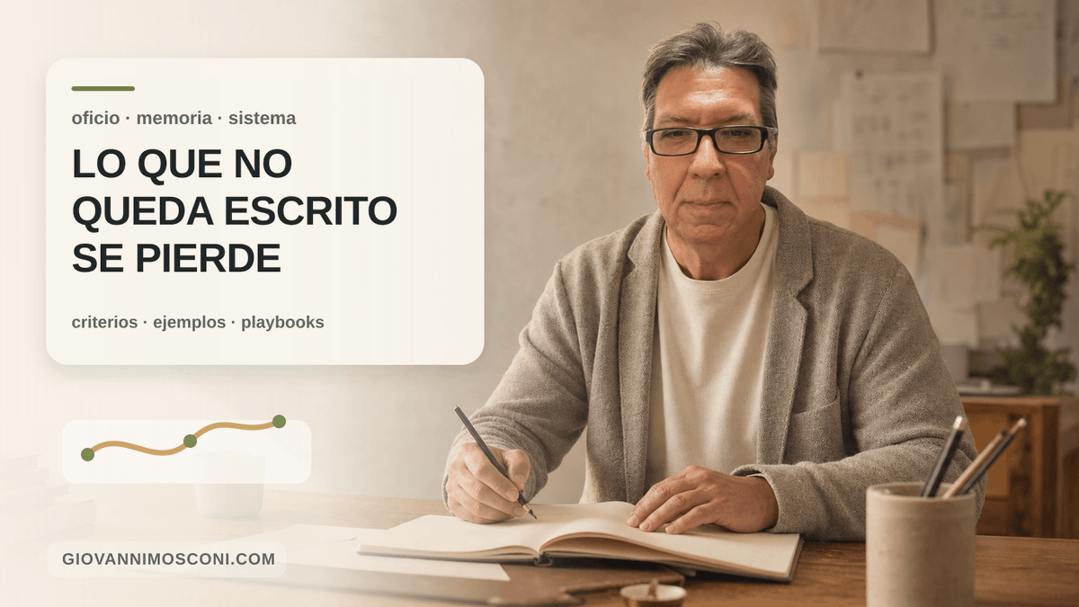 gmosconi's tweet photo. La experiencia pesa más cuando deja rastros.

Una regla.
Un ejemplo.
Una checklist.
Una pregunta que siempre haces antes de avanzar.

Un agente no adivina tu oficio. Un workflow tampoco.

Antes de automatizar, a veces toca sacar de la cabeza lo que ya sabes hacer. https://t.co/2gd8bdfIdX