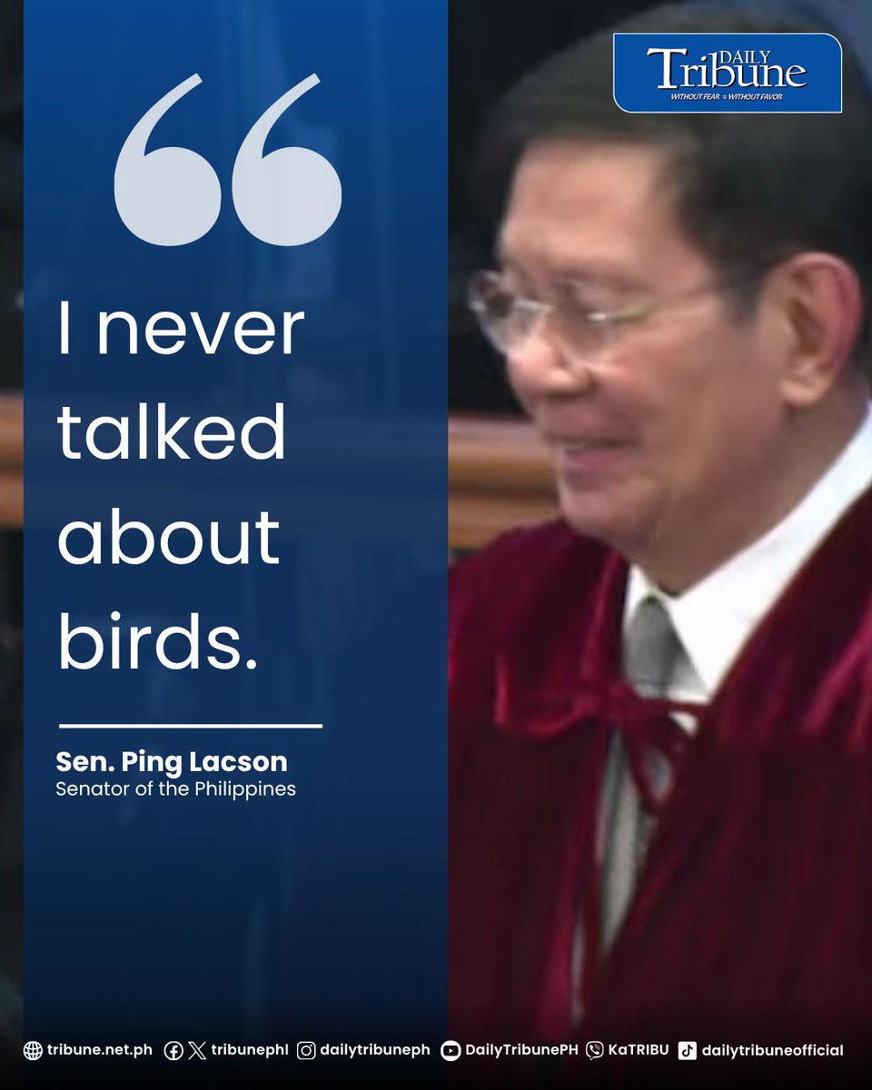 tribunephl's tweet photo. National bird?  'Must be a different senator-judge.'

#dailytribune #PingLacson https://t.co/z7WLIAvFgY
