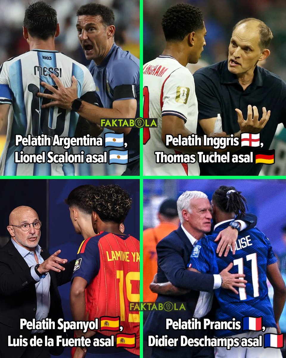 FaktaSepakbola's tweet photo. Sejak Piala Dunia pertama digelar, tim yang juara SELALU dilatih oleh pelatih asal negara tersebut. 🌍🏆

Di semi-final Piala Dunia 2026 ini, hanya Thomas Tuchel yang bukan berasal dari negara tempat ia melatih. Mampukah Tuchel melawan arus &amp; membuat sejarah baru? https://t.co/9CSnieXugd