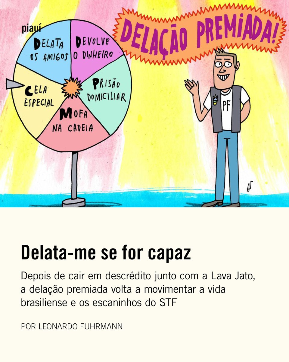 revistapiaui's tweet photo. “A palavra delação sumiu da paisagem junto com a Lava Jato, que fez dela sua arma mais poderosa e acabou por desacreditá-la graças a uma série de abusos. Agora, parece ter voltado ao repertório de criminalistas, e ao noticiário.” Por Leonardo Fuhrmann: https://t.co/7d5wgcrGQL https://t.co/t936q8Wkdd