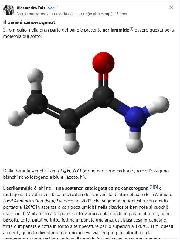 giuseppeargent3's tweet photo. ACRILAMMIDE.  Cos'è? E' una ''sostanza'' catalogata come cancerogena dagli studiosi  che si forma quando i cibi vengono riscaldati troppo. Si trova nel pane,  nella pizza e in tutti i cibi con amido e farina. Si nota subito perchè  è di un colore nero o quasi bruciato. https://t.co/Lug0PK5Z67