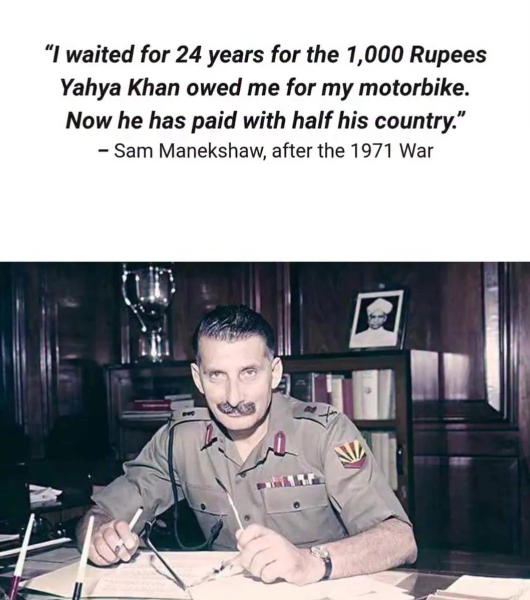 Warlock_mohit's tweet photo. Statement of Sam Manekshaw after the 1971 war https://t.co/SUA6QRDH9L