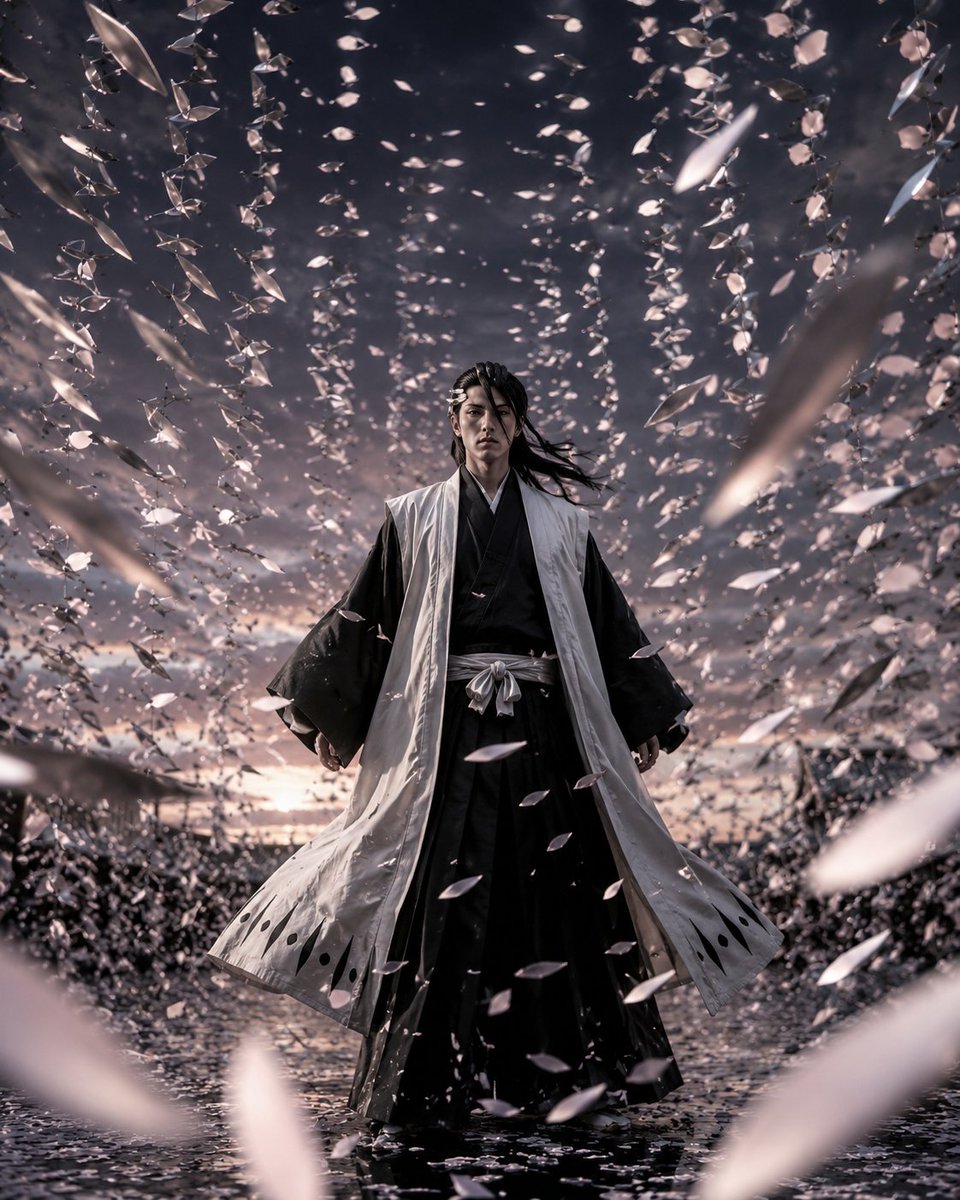 eepkhi's tweet photo. "Bankai... Senbonzakura Kageyoshi."
— That very moment.
Reimagined as a live-action film scene.
A fan-made tribute to BLEACH.
#BLEACH #ByakuyaKuchiki #SenbonzakuraKageyoshi #AIFanArt #PresenceLABO https://t.co/lL4lblYGYW