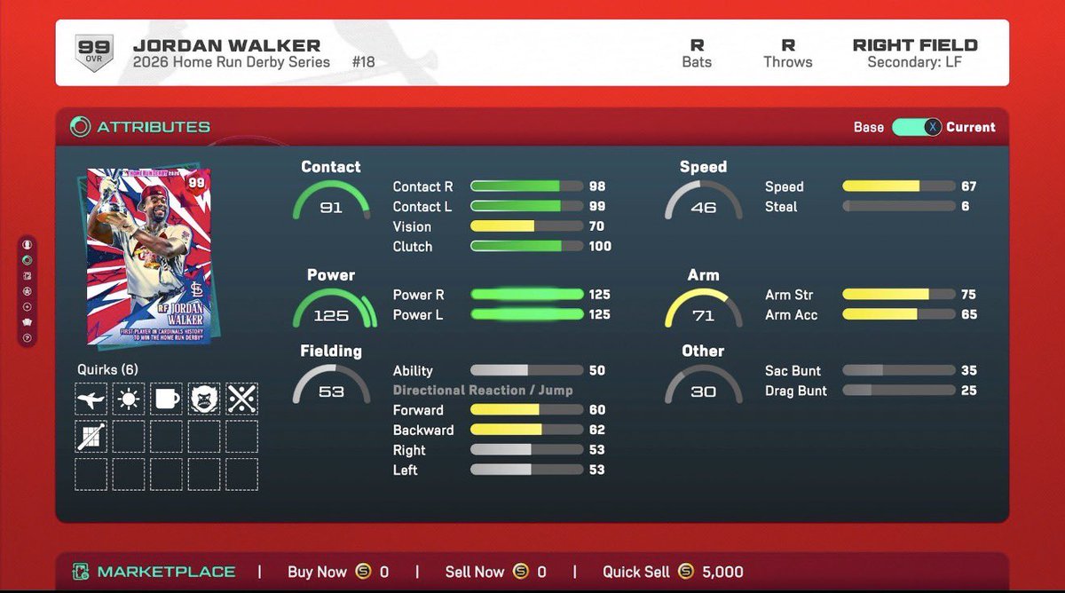 d_rawlings23's tweet photo. I’m a Cardinal fan so I’m getting the card, but this is god awful for a 99 lol Lower rated cards IN THIS SET are better

Justice for JWalk
#MLBTheShow #HomerunDerby https://t.co/TP7xacnyGd