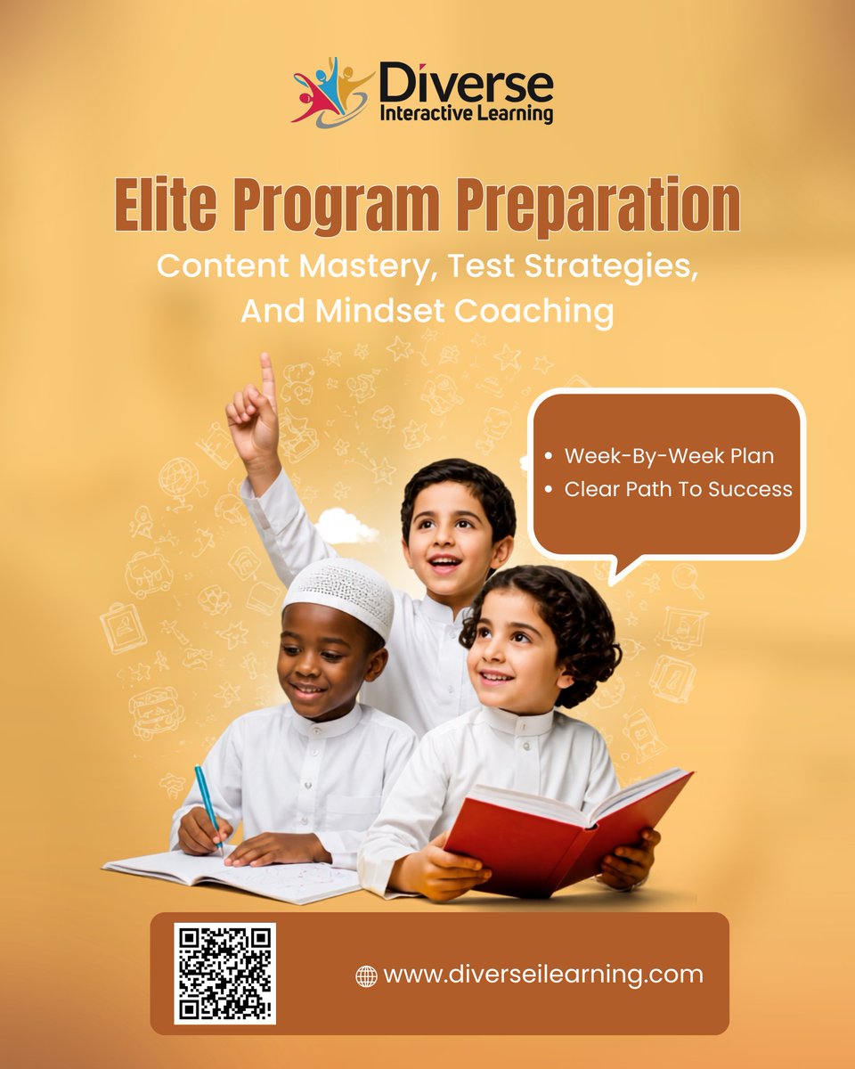 diverselearning's tweet photo. Elite program acceptances require content mastery, test strategies, time management, and mindset coaching. We create a week-by-week plan. Book a free assessment today! #studentsuccess #collegeprep https://t.co/yGURz4IjMS