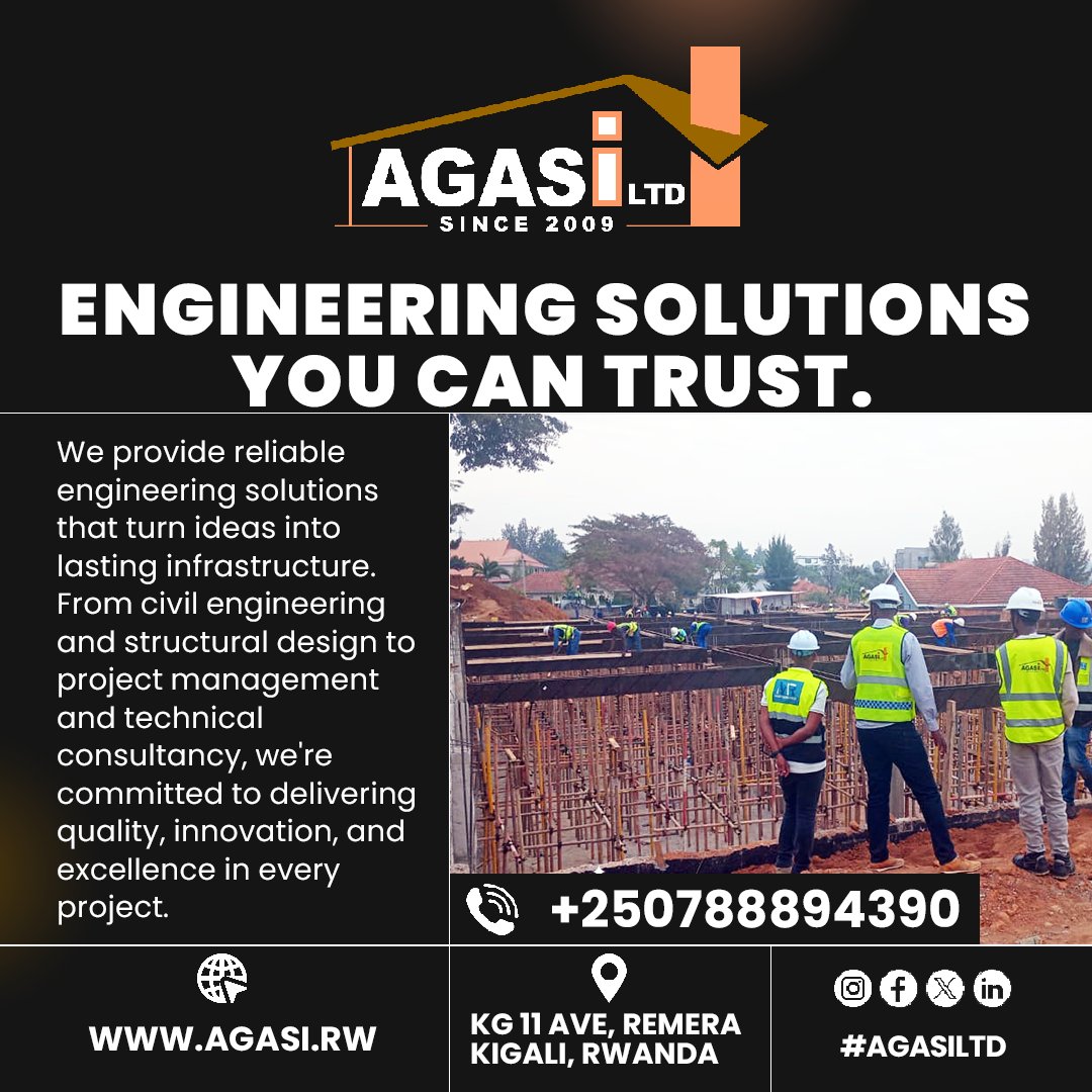agasiltd's tweet photo. We provide reliable engineering solutions that turn ideas into lasting infrastructure. From civil engineering and structural design to project management and technical consultancy, we're committed to delivering quality, innovation, and excellence in every project. https://t.co/Gx5VqgvMcu