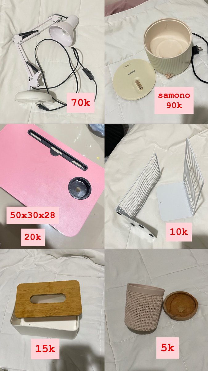 brunch1es's tweet photo. lampu belajar, panci listrik, meja lipat, penyangga buku, kotak tissue, wadah pena dan tatakan gelas, yang mau boleh dm ya guys ambil di sigura malang komplek belakang ITN 🫶🏻🫶🏻 #Malang #prelovedmalang barang bekas anak kos https://t.co/uDgI5CsHlO