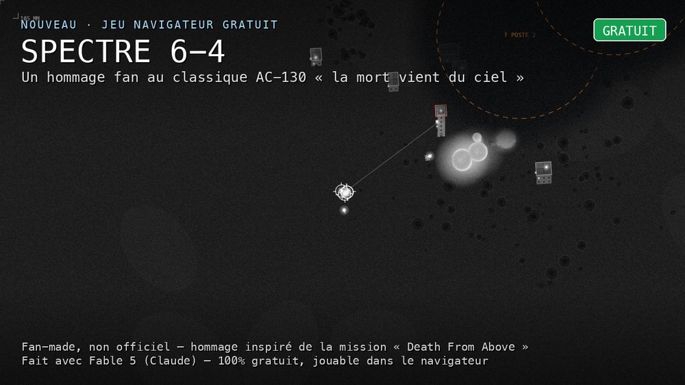 YJoyeux86's tweet photo. Hommage à « La mort vient du ciel » (CoD4) : un AC-130 jouable dans le navigateur. Gratuit, sans install, 100% créé avec Claude (Fable 5) en discutant.

🔗 https://t.co/BmOrUa3woN