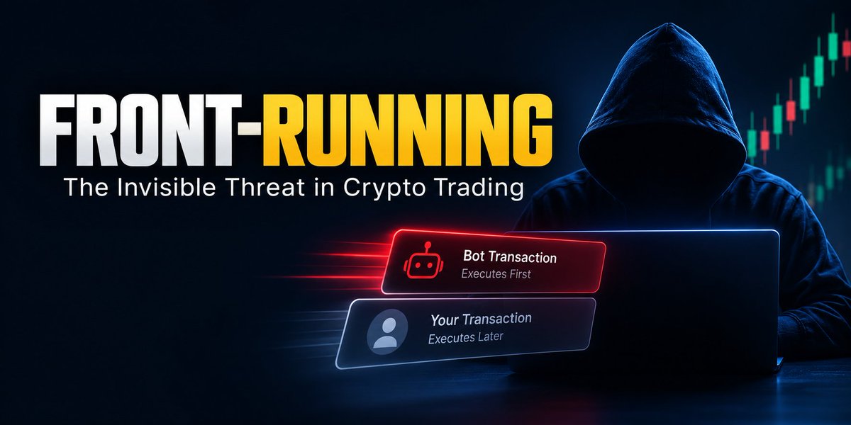 UAF_block's tweet photo. Front-Running: The Invisible Threat in Crypto Trading

In traditional finance, front-running is illegal. In crypto, it can happen in a matter of seconds on public blockchains.

Front-running occurs when someone sees a pending transaction in the blockchain's mempool and quickly submits their own transaction with a higher priority fee so it gets processed first. They profit from the expected price movement caused by the original trade, while the victim often ends up with a worse execution price.

This is especially common on decentralized exchanges (DEXs), where large buy or sell orders can be spotted before they are confirmed. Bots constantly scan the mempool, looking for profitable opportunities to exploit unsuspecting traders.

For example, if you place a large buy order for a token, a bot may buy the token first. When your order executes and pushes the price higher, the bot immediately sells at a profit. The result? You pay more than expected, while the bot earns the difference.

To reduce the risk of front-running, traders can use limit orders, split large trades into smaller ones, adjust slippage tolerance carefully, or use private transaction relays and privacy-focused trading solutions that keep transactions hidden until execution.

As decentralized finance continues to grow, understanding front-running is no longer optional. It's one of the hidden costs of on-chain trading, and knowing how it works can help you protect your capital and execute trades more efficiently.

I have a Solution for you on that
@GoDark got you covered 
Join the wait list at https://t.co/62WifgGJpl and don't be left out
Trade in privacy and win your game.

#godark