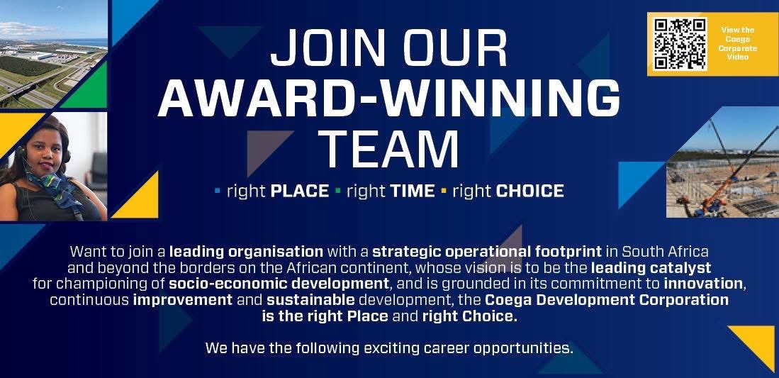 coegadevcorp's tweet photo. WE ARE HIRING

PROCESSES AND SYSTEMS OFFICER

For job specs, click on the following link: https://t.co/XJIZLZx2ea

Applications close on Monday, 20 July 2026 at 17h00.

Applications can be sent to: recruitment@coega.co.za. 

#coegadevcorp #coegasez #coegavacancies https://t.co/fAqkXq4bFH