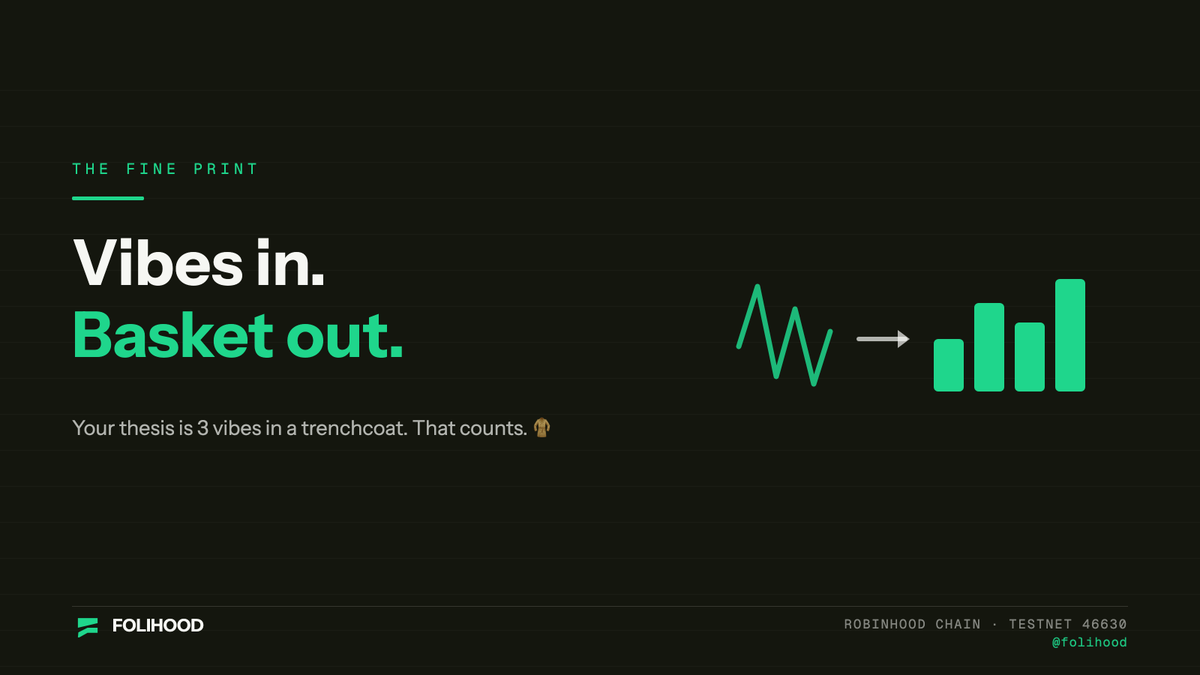 Folihood's tweet photo. Your "investment thesis" is three vibes in a trenchcoat pretending to be a strategy. 🧥

Good news: at Folihood, that counts as a complete sentence.

Vibes in → basket out.🔥🔥🔥 https://t.co/e3836CkWJX