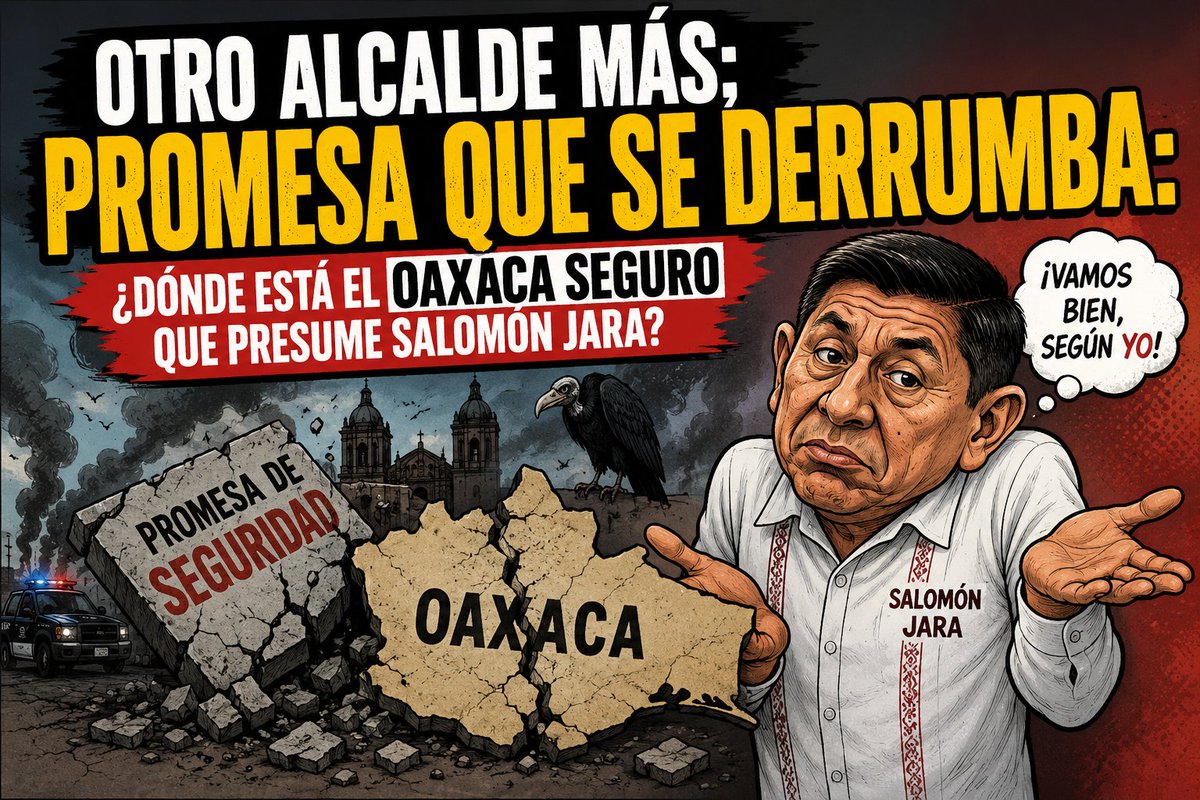 hendirecto's tweet photo. LA IMAGEN DEL DÍA  

Comunicado del "Oaxaca Imaginario"

Última hora.

El Gobierno del Estado informó que la inseguridad va en franca disminución.

Como prueba, anunció que los homicidios ya no preocupan... porque cada conferencia de prensa los hace desaparecer del discurso.

Las balas, al parecer, no leyeron el boletín oficial.

Mientras se presume un estado en paz, otro expresidente municipal fue asesinado. Pero no hay problema: seguramente el crimen también será clasificado como un caso "aislado", igual que los anteriores.

Las estadísticas sonríen. Los ciudadanos no tanto.

Los turistas llegan para admirar la Guelaguetza; los oaxaqueños siguen esperando que también llegue la tranquilidad.

En Oaxaca parece existir una nueva estrategia de seguridad: cuando la realidad incomoda, se le baja el volumen al micrófono y se le sube al optimismo.

Porque una cosa son los discursos... y otra muy distinta es lo que ocurre en las calles.

Cualquier parecido con la realidad es responsabilidad de los hechos.

Por el paciente  llamado Sátiro 

#Oaxaca #SalomónJara #Seguridad #Violencia #Hendirecto @salomonj  @BenjaminRoblesM  @PRIOaxaca_  @CarmelitaRicdzV