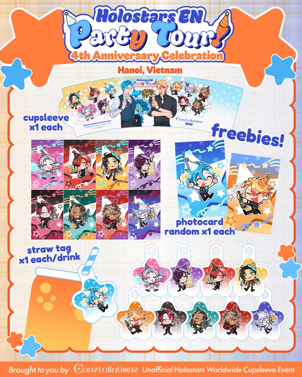 hiimtae_sb's tweet photo. 🌟I'll be hosting an UNOFFICIAL HOLOSTARS CUPSLEEVE EVENT as part of the Constellations Project in Hanoi🇻🇳! @StarminCNST🌟
📍Rosier Fresh Tea &amp; Coffee
📆 10 AM - 4 PM Sunday 16 AUG
More details will be updated soon! (RSVP link, special menu, activities) https://t.co/KTyJFfDO2s