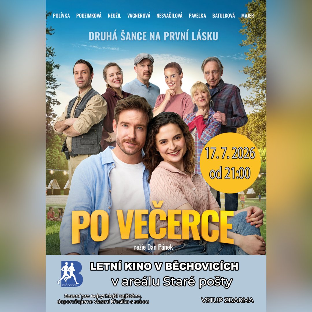 mcbechovice's tweet photo. Už dnes večer! Letní kino na Staré poště 🎬✨
Vážení a milí sousedé, dnes v 21:00 startujeme promítání skvělé české komedie Po večerce.
Vstup je jako vždy zdarma.
Těšíme se na vás na značkách těsně před devátou! 🍿👋
👉 https://t.co/uavifW78qj https://t.co/9fT9rQm8eg