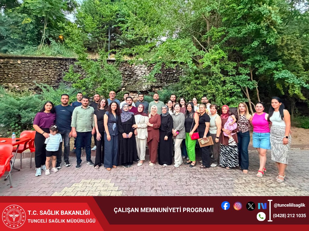 tunceliilsaglik's tweet photo. Çalışan Memnuniyeti Programı Gerçekleştirildi 🌿

Çemişgezek İlçe Devlet Hastanemizde, çalışan memnuniyetini artırmak, kurum içi iletişimi güçlendirmek ve ekip ruhunu pekiştirmek amacıyla Çalışan Memnuniyeti Programı düzenlendi.

Program kapsamında personelimiz bir araya gelerek görüş ve önerilerini paylaşma, birlikte keyifli vakit geçirme ve kurum kültürünü daha da güçlendirme fırsatı buldu.

Hastanemizde fedakârca görev yapan tüm çalışma arkadaşlarımıza özverili emekleri için teşekkür ediyor, sağlıklı ve başarılı çalışmalar diliyoruz.

Birlikte daha güçlü, birlikte daha mutlu bir çalışma ortamı için çalışmaya devam ediyoruz.
#sağlıklışehirtunceli 
#CanCanaTunceli 

@saglikbakanligi 
@sbkhgm 
@sbsggm 
@TunceliValiligi 
@cemisgezekidh 
@drmuhammedduran