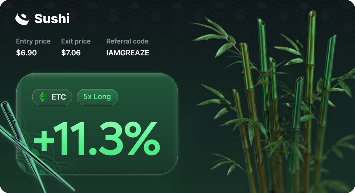 iAmGreaze's tweet photo. 4R trade on ETC 5X long trading on @SushiSwap perps. https://t.co/MsDe5sboGX