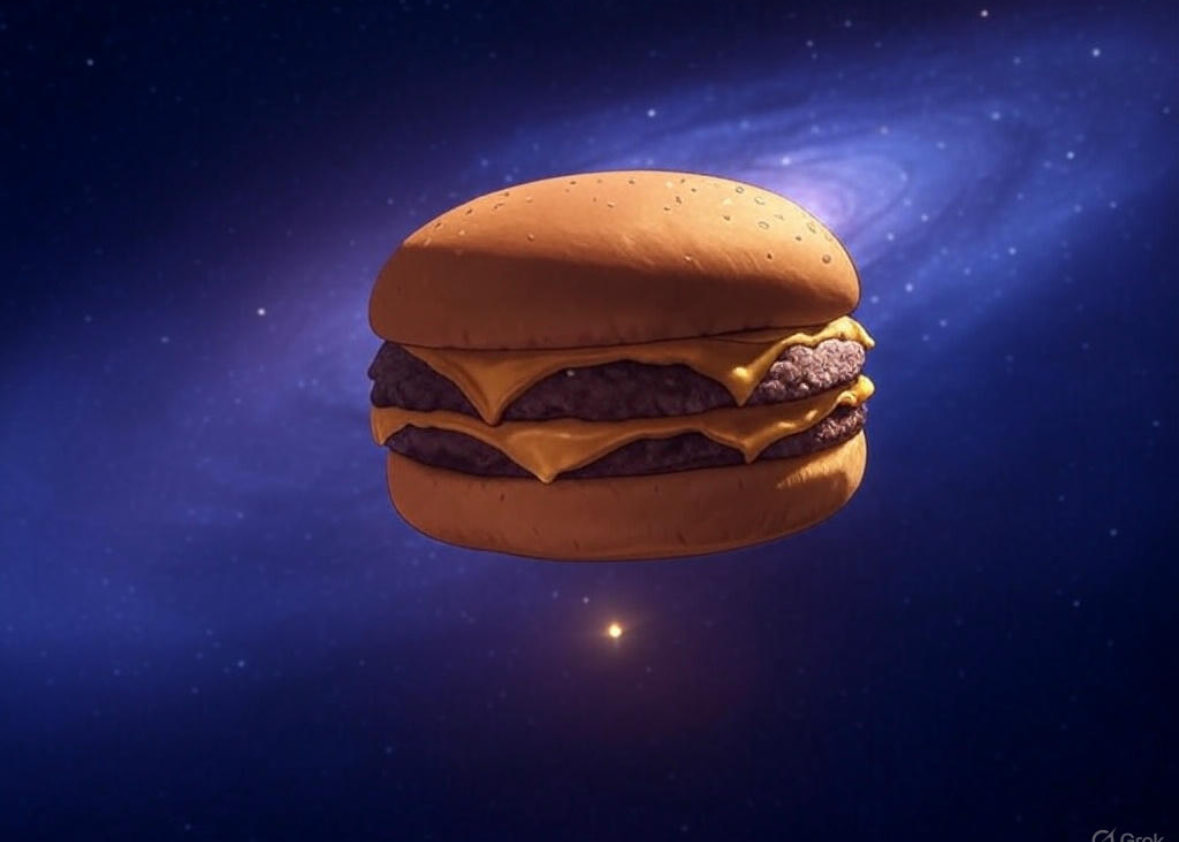 Floating Cheeseburger in Space