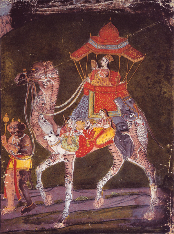 RahulSanghi1's tweet photo. TIL there's an entire sub-genre of Mughal miniature paintings that features demons leading fantastical beasts made up of intertwined people and animals https://t.co/ndTYyy2No7