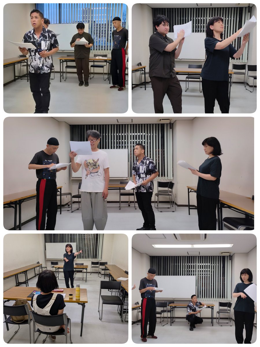 mmtent33's tweet photo. 『眠れる森のグレーテル』稽古でした。
先に別本番のある、十三ロマンさんも来てくださり、さらに稽古は進みました。
ただ…「ここの段取りどうでしたっけ？」と一番頼りになる、代役の音紫さんに教えてもらいましたが😆
ご予約受付開始は明後日、7月16日10時からです。ぜひ！🙇 https://t.co/ygbeip0Zq3