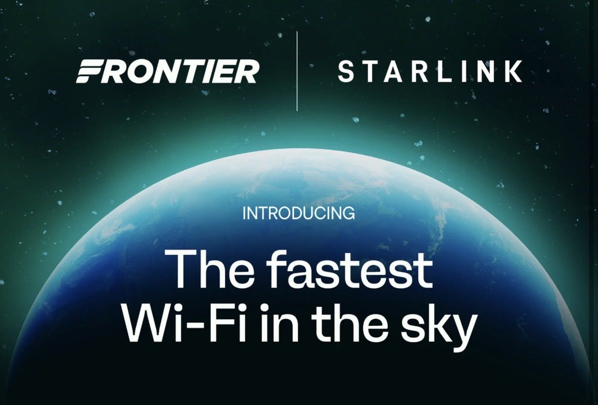Clark_Hess's tweet photo. Best news I have seen all day! @Starlink is coming to @FlyFrontier https://t.co/dy0gYaQX3f