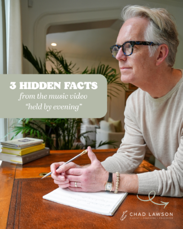 chadlawson's tweet photo. 3 hidden details from the Held by Evening (Solo Piano) music video:

1) The writing desk belonged to my father.
2) The vase was passed down through Barbara's family.
3) Every frame was designed the way the music was written—simple, uncluttered, and full of space to breathe. https://t.co/aRIeWTnqyc