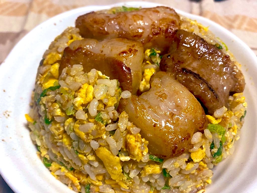 fukurowRS's tweet photo. 今日は過去ポストの国産牛ホルモン炒飯ネギマシ。馬でした。 https://t.co/G9EMaPQvqG