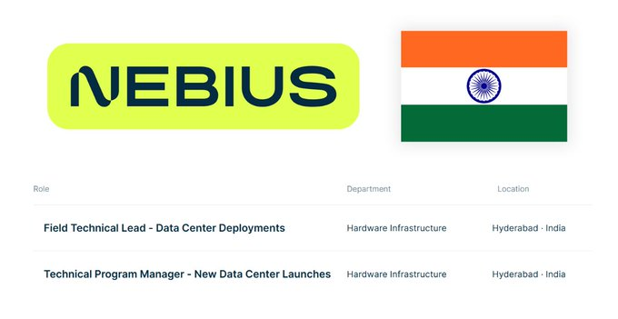 firedog8423's tweet photo. $NBIS
🚨 Neocloud expansion is going global.  Nebius is preparing its first data center in India 📷 New Hyderabad hiring activity suggests the company is moving closer to launch.  Asia could be the next major growth market. 📷 🌏 https://t.co/5XZTsZcnv2