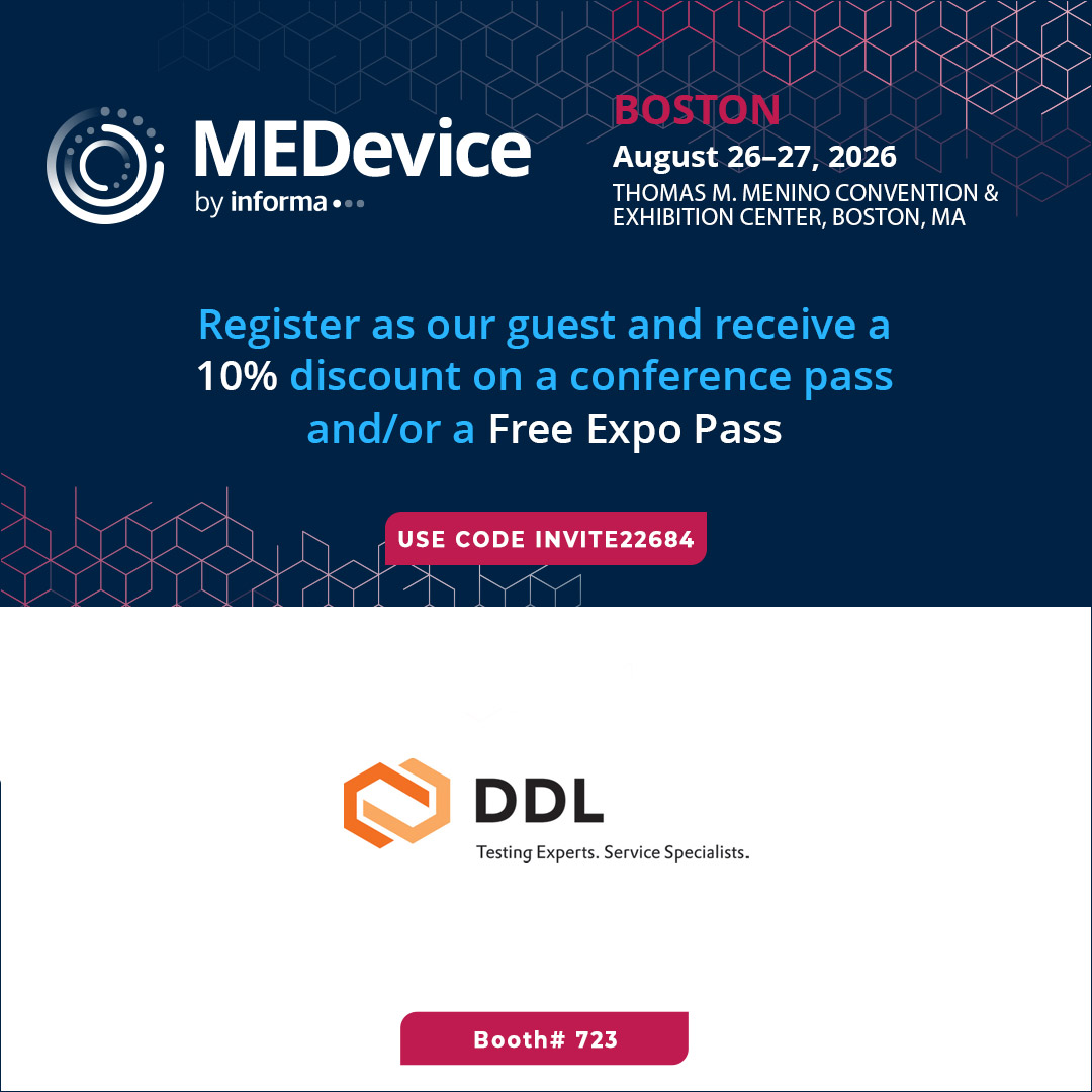 DDLIncorporated's tweet photo. Stop by Booth #723 #MEDevice Boston!
Use promo code INVITE22684 for a FREE Expo Pass or 10% off a conference pass.
Learn more at https://t.co/aZivlPJdFw. https://t.co/Br5nwlqUpN