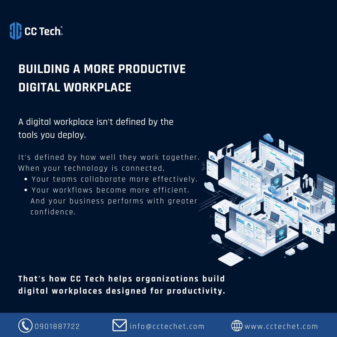 cc_tech_et's tweet photo. A productive digital workplace isn't built by adding more technology.

It's built by making the right technology work together.

When systems are connected, collaboration improves, workflows become more efficient, and businesses perform better.

#CCTech #DigitalWorkplace #Tech https://t.co/ejJFjPOXJx