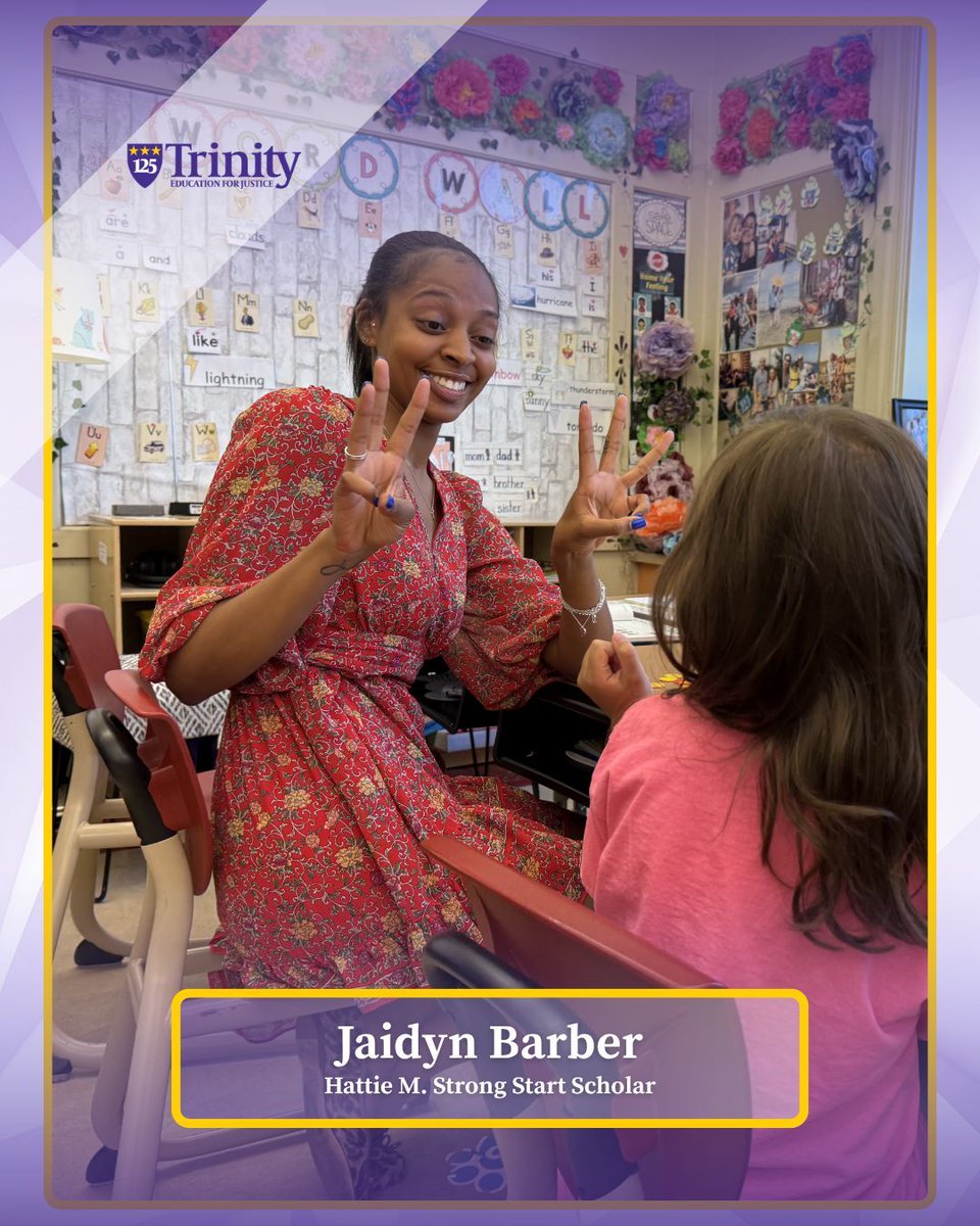 TrinityDC's tweet photo. Meet #TrinityDC alum Jaidyn Barber, '26, recipient of this year's Hattie M. Strong Foundation Start Scholarship. The foundation recognized this young teacher's incredible grit and talent. Trinity is so grateful to the foundation for its support of our amazing future educators! https://t.co/MF5sgyVaH8
