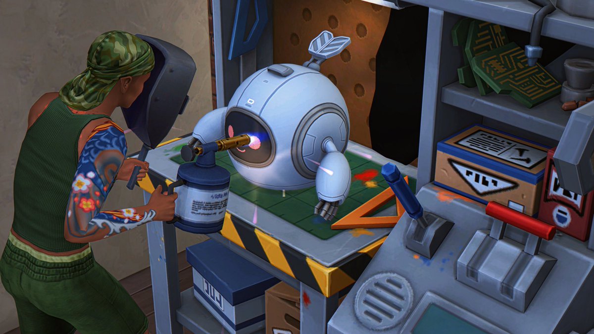 simmerrboi's tweet photo. Loving this utili-bot she keeps everything so spotless.. until she goes outside.. in the rain ⛈️🌧️ 
#Sims4mods #Sims4cc https://t.co/lzcvzNJ2VH