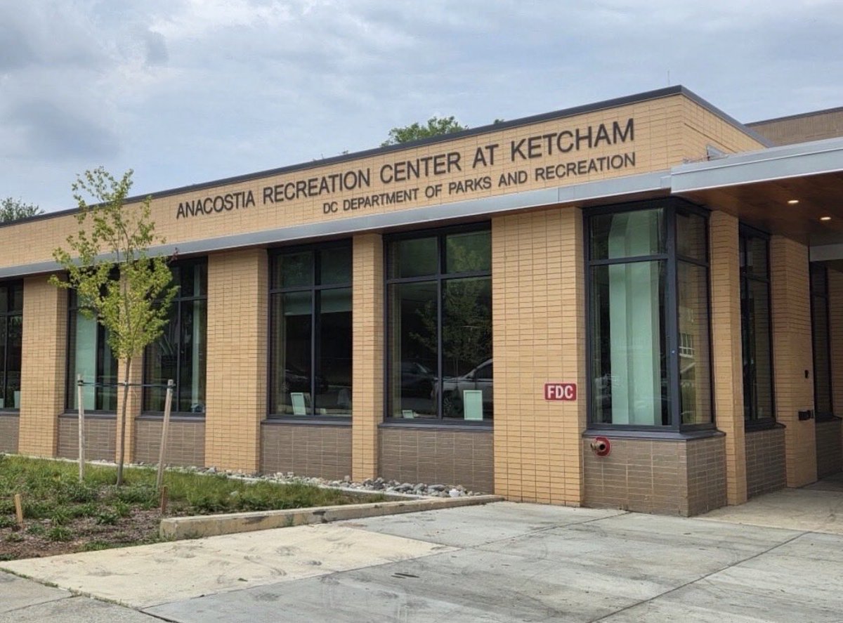 DCDPR's tweet photo. 🏀✨ New rec. New signage. Same commitment to community.

The new marquee is officially up at Anacostia Recreation Center at Ketcham-and we’re ready to welcome you.

📍 Summer Hours:
Mon–Fri: 8 AM–8 PM
Sat: 9 AM–5 PM

#WePlayTooMuch #Anacostia https://t.co/a3gaMhexFl