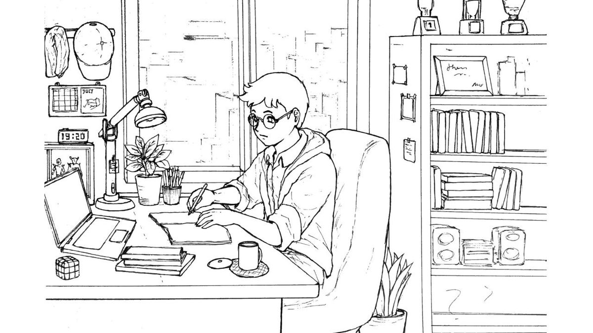festee_'s tweet photo. Day 7: of posting one project every day.

Today's project: Loop Animated Art.

Designed for a lo-fi Artist.

Theme:
• Studying in his room while listening to music.
• Night time https://t.co/rG42Wwad0A