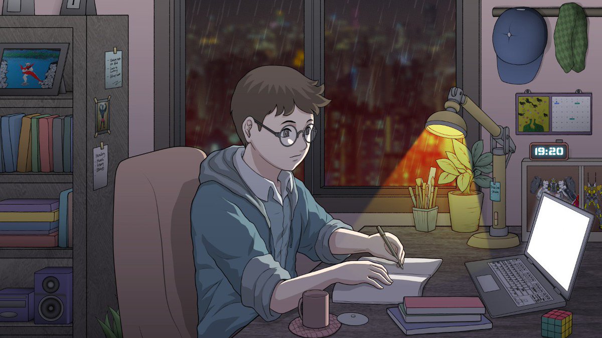 festee_'s tweet photo. Day 7: of posting one project every day.

Today's project: Loop Animated Art.

Designed for a lo-fi Artist.

Theme:
• Studying in his room while listening to music.
• Night time https://t.co/rG42Wwad0A