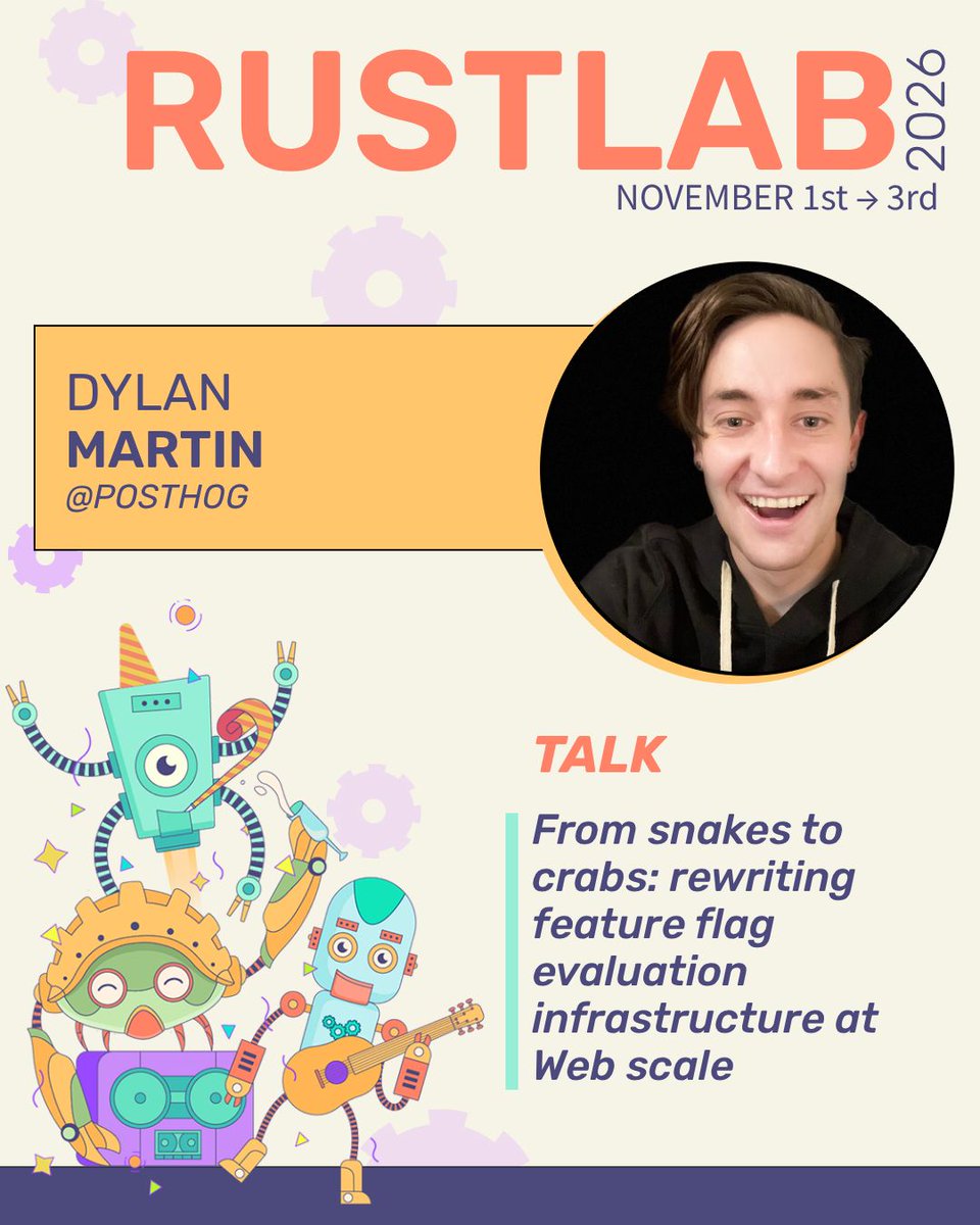 rustlab_conf's tweet photo. 🦀 Sometimes scaling isn't about adding more servers. It's about changing the architecture.
Dylan Martin shares the story of rewriting a feature flag platform handling hundreds of thousands of requests per minute, moving from Django to Rust to overcome scaling limits https://t.co/KOYMwgsy63