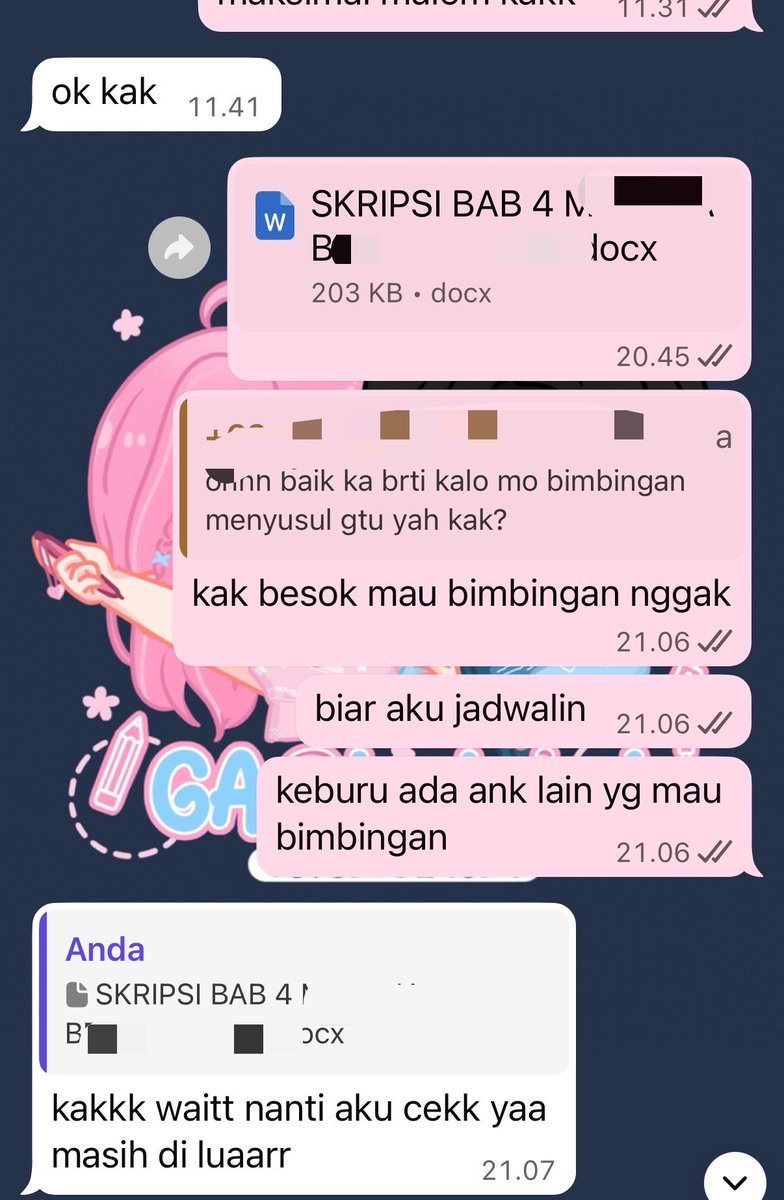 tdwitter's tweet photo. joki skripsi di aku free bimbingan 🥰🥰💗💗💗 https://t.co/wC53ITV0m9
