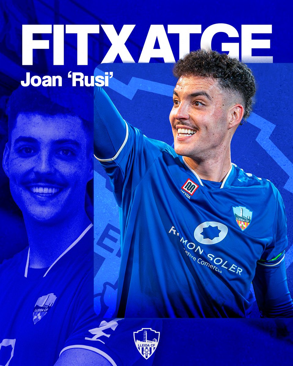 LleidaCF's tweet photo. ✍️🏻 OFICIAL | Joan Rusiñol Galeote, 'Rusi', primera incorporació del Lleida CF.

El futbolista lleidatà torna a vestir els colors del Lleida per sumar-se al projecte 2026/27.

💙 Ben tornat a casa, Rusi! https://t.co/ydrzlGkuwS