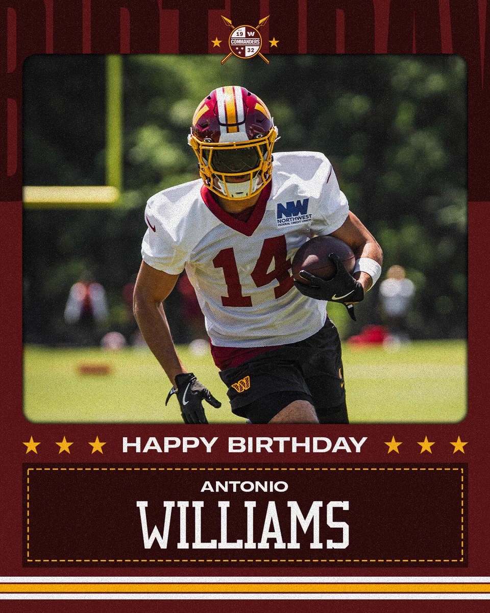 Birthday graphic. It features a photo of Antonio Williams.